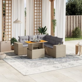 Garden sofa set with 6-piece synthetic rattan beige cushions by , Garden sets - Ref: Foro24-3272634, Price: 496,61 €, Discoun...