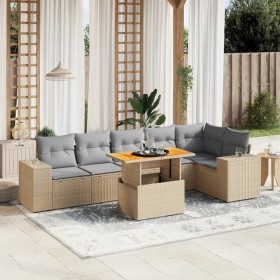 Set of 7-piece garden sofas and beige synthetic rattan cushions by , Garden sets - Ref: Foro24-3272648, Price: 571,39 €, Disc...