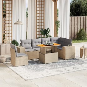 Set of 7-piece garden sofas and beige synthetic rattan cushions by , Garden sets - Ref: Foro24-3272662, Price: 547,65 €, Disc...