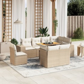 Garden sofa set 9 pieces with beige synthetic rattan cushions by , Garden sets - Ref: Foro24-3272731, Price: 817,04 €, Discou...