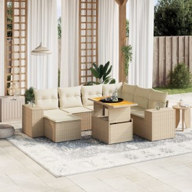 Garden sofa set with beige cushions, 8 pieces, PE rattan by , Garden sets - Ref: Foro24-3272752, Price: 657,99 €, Discount: %