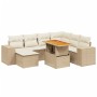 Garden sofa set with beige cushions, 8 pieces, PE rattan by , Garden sets - Ref: Foro24-3272752, Price: 668,28 €, Discount: %