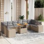 Set von 11-teiligen Gartensofas mit beigen Kissen aus synthetischem Rattan von , Gartensets - Ref: Foro24-3272809, Preis: 833...