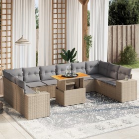 Set von 11-teiligen Gartensofas mit beigen Kissen aus synthetischem Rattan von , Gartensets - Ref: Foro24-3272809, Preis: 833...