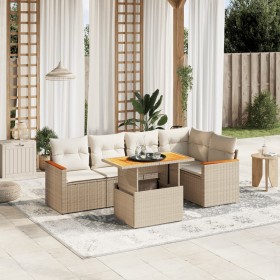 Garden sofa set with 6-piece synthetic rattan beige cushions by , Garden sets - Ref: Foro24-3273067, Price: 566,06 €, Discoun...