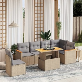 Set aus 7-teiligen Gartensofas und Kissen, synthetisches Rattan, beige von , Gartensets - Ref: Foro24-3273103, Preis: 532,45 ...