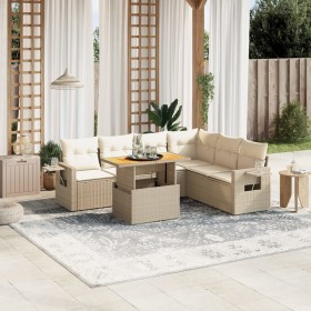 Set of 7-piece garden sofas and beige synthetic rattan cushions by , Garden sets - Ref: Foro24-3271772, Price: 591,87 €, Disc...