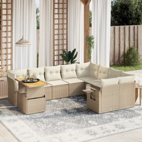 Set Gartensofas mit beigen Kissen 10 Stück synthetisches Rattan von , Gartensets - Ref: Foro24-3271919, Preis: 820,38 €, Raba...