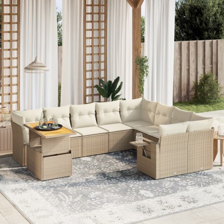 Garden sofa set with beige cushions, 10 pieces, synthetic rattan by , Garden sets - Ref: Foro24-3271919, Price: 815,12 €, Dis...