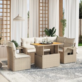 Garden sofa set with 6-piece synthetic rattan beige cushions by , Garden sets - Ref: Foro24-3271758, Price: 571,51 €, Discoun...