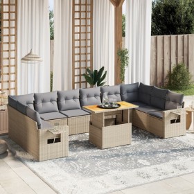 Set von 11-teiligen Gartensofas mit beigen Kissen aus synthetischem Rattan von , Gartensets - Ref: Foro24-3271927, Preis: 807...