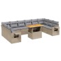 Set von 11-teiligen Gartensofas mit beigen Kissen aus synthetischem Rattan von , Gartensets - Ref: Foro24-3271927, Preis: 807...