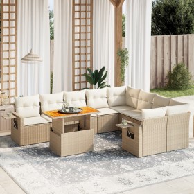 Garden sofa set with beige cushions, 10 pieces, synthetic rattan by , Garden sets - Ref: Foro24-3271912, Price: 815,12 €, Dis...