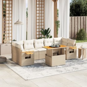 Garden sofa set with beige cushions, 8 pieces, PE rattan by , Garden sets - Ref: Foro24-3273431, Price: 785,13 €, Discount: %