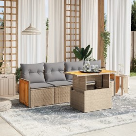 Set Gartensofas mit Kissen 5 Stück synthetisches Rattan beige von , Gartensets - Ref: Foro24-3273838, Preis: 405,69 €, Rabatt: %