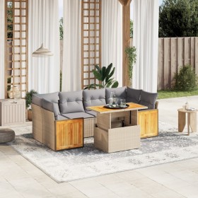 Set of 7-piece garden sofas and beige synthetic rattan cushions by , Garden sets - Ref: Foro24-3273859, Price: 542,16 €, Disc...