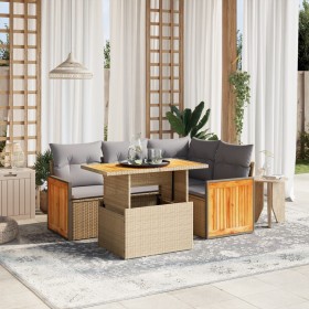 Garden sofa set with 5-piece synthetic rattan beige cushions by , Garden sets - Ref: Foro24-3273943, Price: 435,01 €, Discoun...