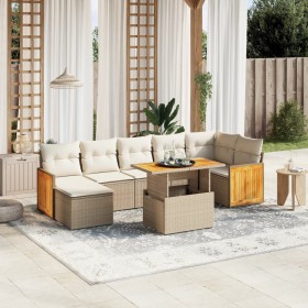 Garden sofa set with beige cushions, 8 pieces, PE rattan by , Garden sets - Ref: Foro24-3274068, Price: 651,86 €, Discount: %