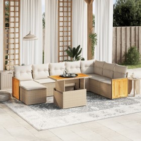 Set de sofás de jardín 9 pzas con cojines ratán sintético beige de , Conjuntos de jardín - Ref: Foro24-3274096, Precio: 749,3...