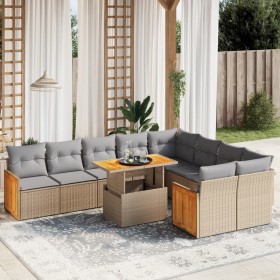 Set Gartensofas mit beigen Kissen 10 Stück synthetisches Rattan von , Gartensets - Ref: Foro24-3274118, Preis: 720,99 €, Raba...