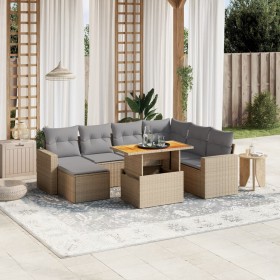 Garden sofa set with beige cushions, 8 pieces, PE rattan by , Garden sets - Ref: Foro24-3275607, Price: 595,17 €, Discount: %