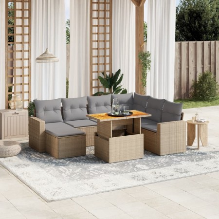 Set Gartensofas mit beigen Kissen 8 Stück PE Rattan von , Gartensets - Ref: Foro24-3275607, Preis: 571,13 €, Rabatt: %