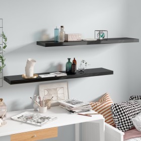 Floating wall shelves 2 pcs Glossy black MDF 120x23.5x3.8 cm by vidaXL, Shelves and shelves - Ref: Foro24-323779, Price: 48,2...