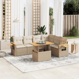 Set aus 7-teiligen Gartensofas und Kissen, synthetisches Rattan, beige von , Gartensets - Ref: Foro24-3273536, Preis: 640,21 ...