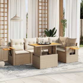 Set Gartensofas mit Kissen 6 Stück synthetisches Rattan beige von , Gartensets - Ref: Foro24-3273508, Preis: 617,28 €, Rabatt: %