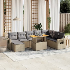 Garden sofa set 9 pieces with beige synthetic rattan cushions by , Garden sets - Ref: Foro24-3275740, Price: 670,74 €, Discou...