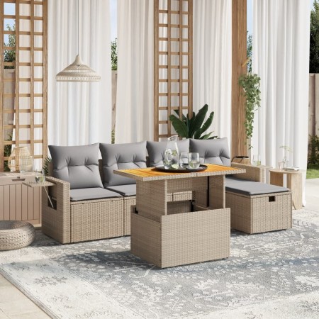 Set Gartensofas mit Kissen 6 Stück synthetisches Rattan beige von , Gartensets - Ref: Foro24-3275698, Preis: 449,02 €, Rabatt: %