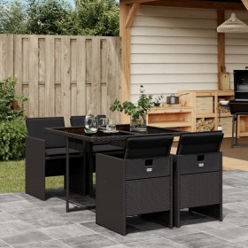 5-teiliges Gartenmöbel-Set mit Kissen synthetisches Rattan schwarz von , Gartensets - Ref: Foro24-3210535, Preis: 333,99 €, R...