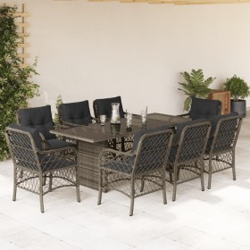 Garden dining set 9 pieces and gray synthetic rattan cushions by , Garden sets - Ref: Foro24-3212061, Price: 940,58 €, Discou...