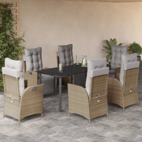 7-piece garden dining set with beige synthetic rattan cushions. by , Garden sets - Ref: Foro24-3213459, Price: 960,99 €, Disc...