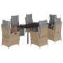 7-piece garden dining set with beige synthetic rattan cushions. by , Garden sets - Ref: Foro24-3213459, Price: 962,72 €, Disc...