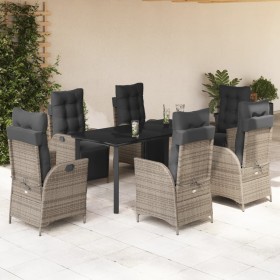 7-teiliges Garten-Esszimmerset und Kissen synthetisches Rattangrau von , Gartensets - Ref: Foro24-3213431, Preis: 967,99 €, R...