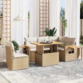 Garden sofa set with 6-piece synthetic rattan beige cushions by , Garden sets - Ref: Foro24-3273522, Price: 631,90 €, Discoun...