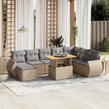 Garden sofa set 9 pieces with beige synthetic rattan cushions by , Garden sets - Ref: Foro24-3275852, Price: 678,51 €, Discou...