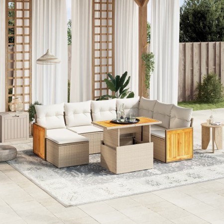 Set Gartensofas mit beigen Kissen 8 Stück PE Rattan von , Gartensets - Ref: Foro24-3274075, Preis: 635,99 €, Rabatt: %