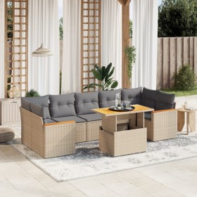 Garden sofa set with beige cushions, 8 pieces, PE rattan by , Garden sets - Ref: Foro24-3272991, Price: 605,63 €, Discount: %