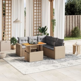 Garden sofa set with 6-piece synthetic rattan beige cushions by , Garden sets - Ref: Foro24-3271311, Price: 450,50 €, Discoun...