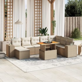 Set de sofás de jardín 9 pzas con cojines ratán sintético beige de , Conjuntos de jardín - Ref: Foro24-3272773, Precio: 774,7...