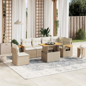 Set of 7-piece garden sofas and beige synthetic rattan cushions by , Garden sets - Ref: Foro24-3273543, Price: 640,21 €, Disc...