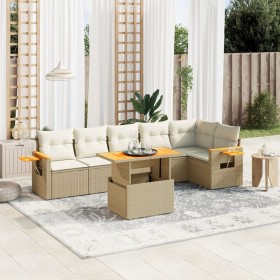 Set of 7-piece garden sofas and beige synthetic rattan cushions by , Garden sets - Ref: Foro24-3273529, Price: 640,21 €, Disc...