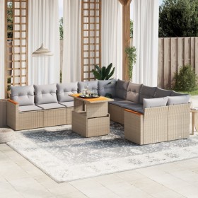 Set de sofás de jardín 11pzas con cojines ratán sintético beige de , Conjuntos de jardín - Ref: Foro24-3273264, Precio: 770,9...