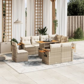 Set de sofás de jardín 9 pzas con cojines ratán sintético beige de , Conjuntos de jardín - Ref: Foro24-3273613, Precio: 893,9...