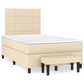 Cama box spring con colchón tela color crema 120x190 cm de , Camas y somieres - Ref: Foro24-3270360, Precio: 442,98 €, Descue...