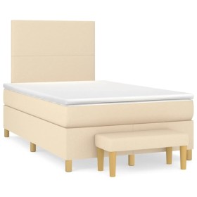 Box spring bed with cream-colored fabric mattress 120x190 cm by , Beds and slatted bases - Ref: Foro24-3270395, Price: 443,99...