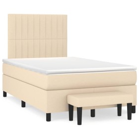 Box spring bed with cream-colored fabric mattress 120x190 cm by , Beds and slatted bases - Ref: Foro24-3270374, Price: 459,99...