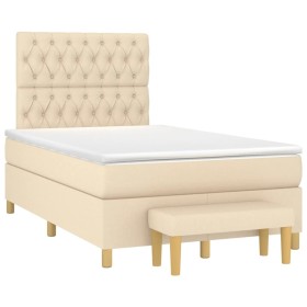 Box spring bed with cream-colored fabric mattress 120x190 cm by , Beds and slatted bases - Ref: Foro24-3270430, Price: 470,99...